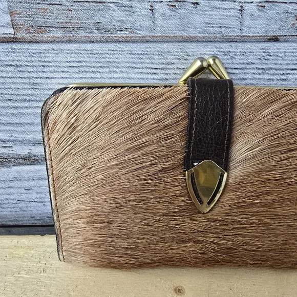 Vintage Bi Fold Fur Wallet Genuine Springbok Small - Picture 2 of 9
